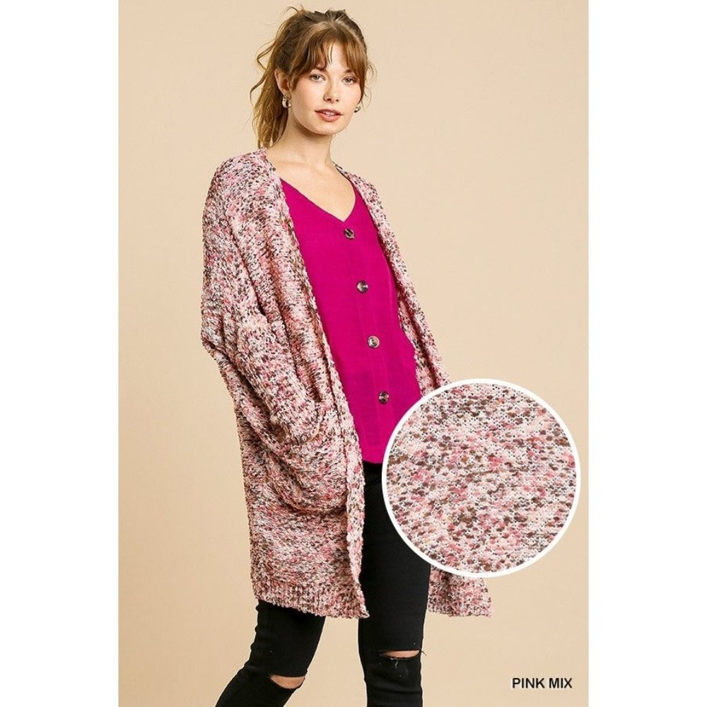 Umgee Pink Tweed Cardigan Sweater
